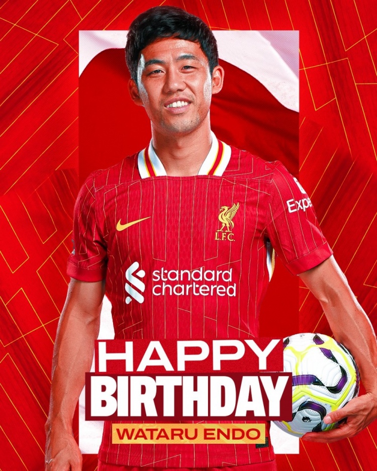  利物浦祝遠(yuǎn)藤航32歲生日快樂，球員加盟紅軍至今出戰(zhàn)62場比賽