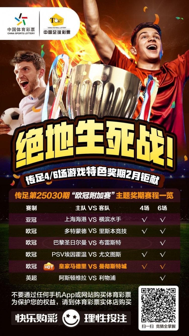  絕地生死戰(zhàn)！傳足特色獎期第25030期聚焦歐冠附加賽