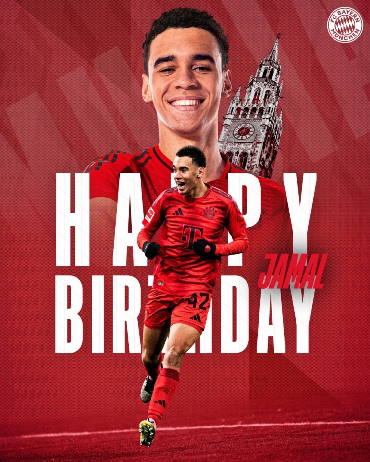 拜仁官方祝穆西亞拉22歲生日快樂，加盟至今出戰(zhàn)196次獲59球38助