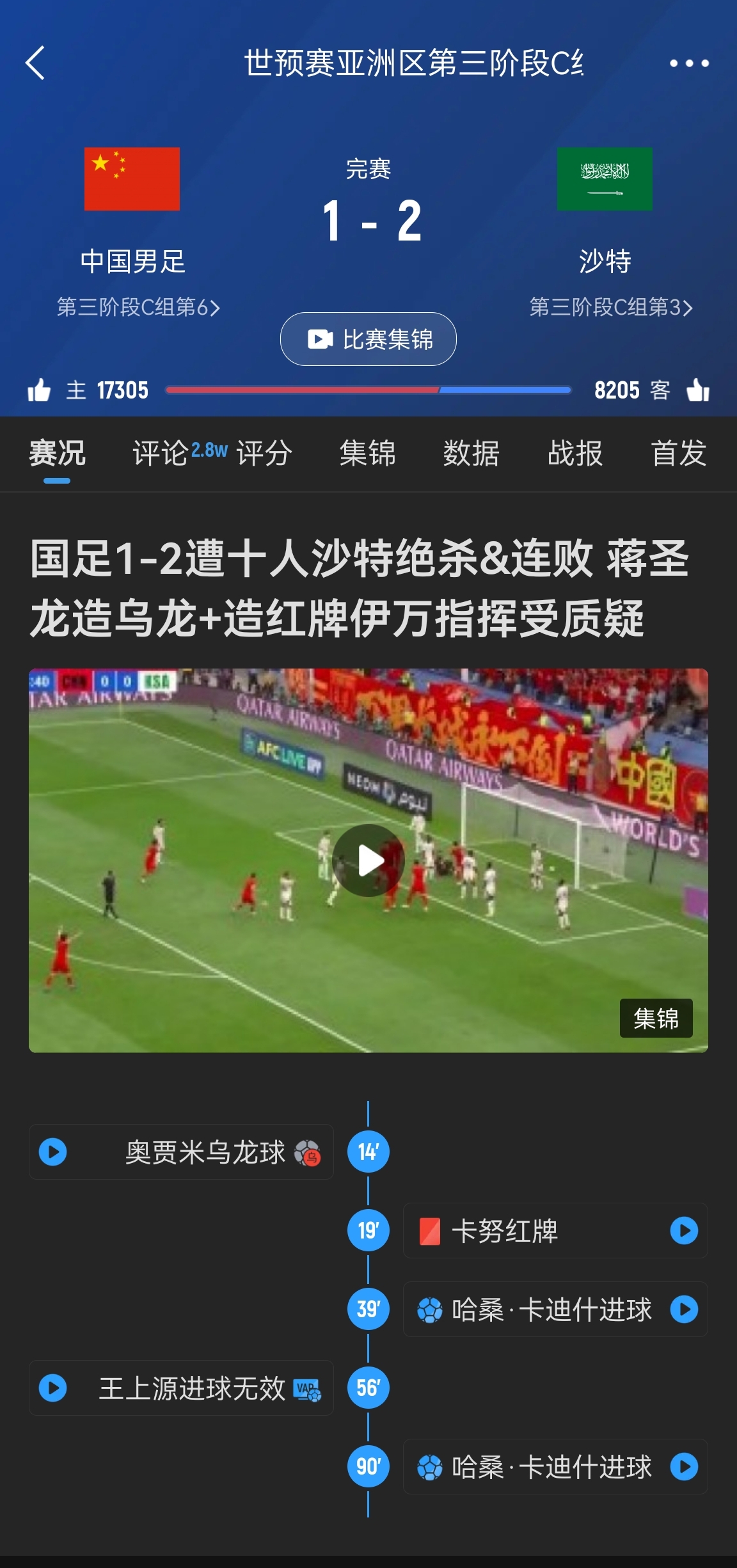  今天什么劇本？首戰(zhàn)沙特也是半場紅牌+蔣光太傷退，最后國足被翻