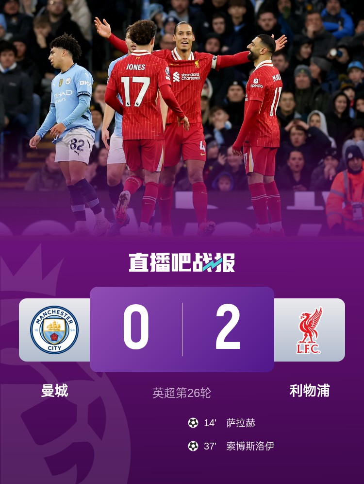  瓜式曼城第二次主場(chǎng)不敵利物浦，上次是在2017/18賽季歐冠淘汰賽